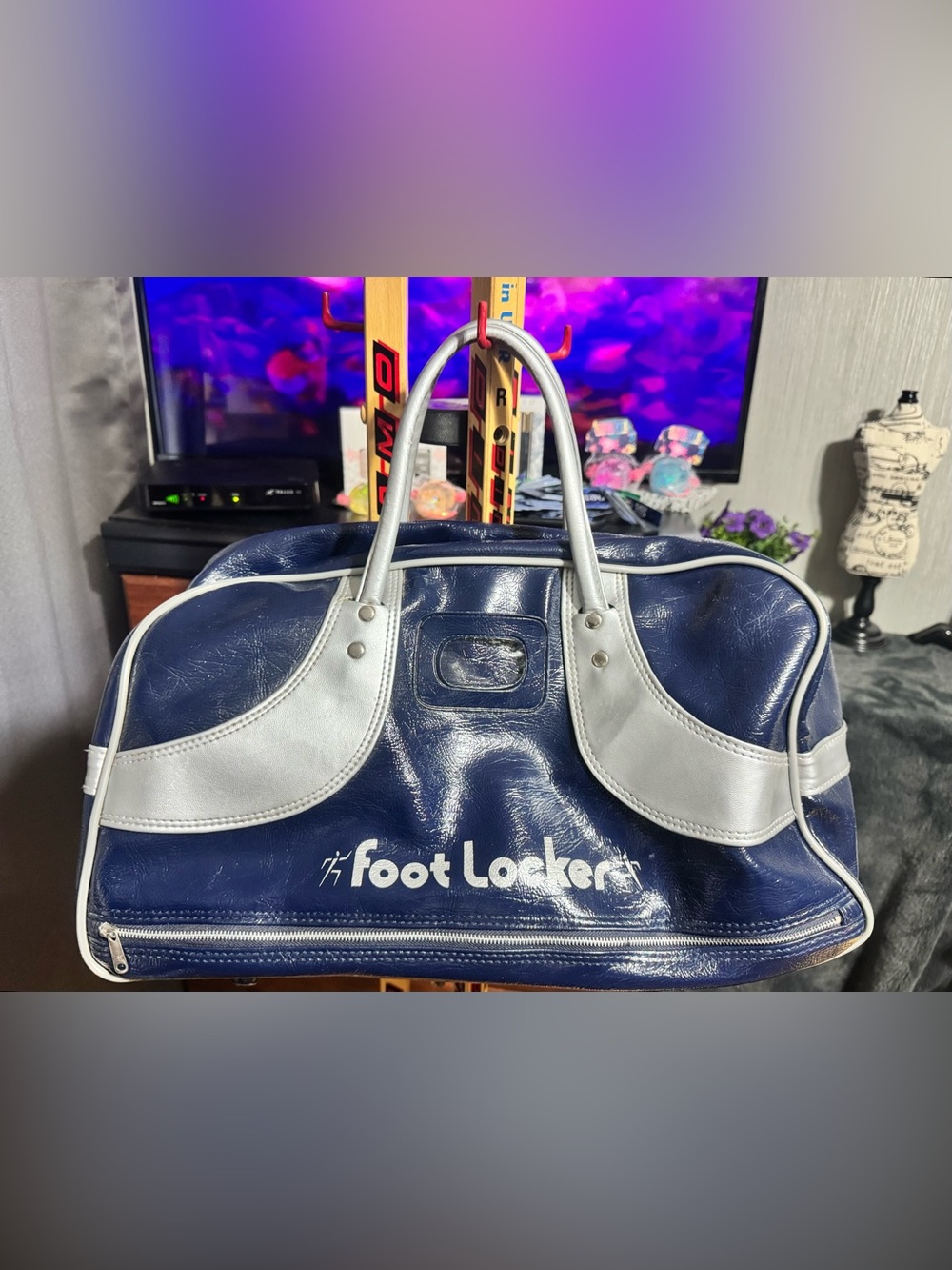 33. Retro!! 80’s-90’s Foot Locker Navy and White Vintage Bag!